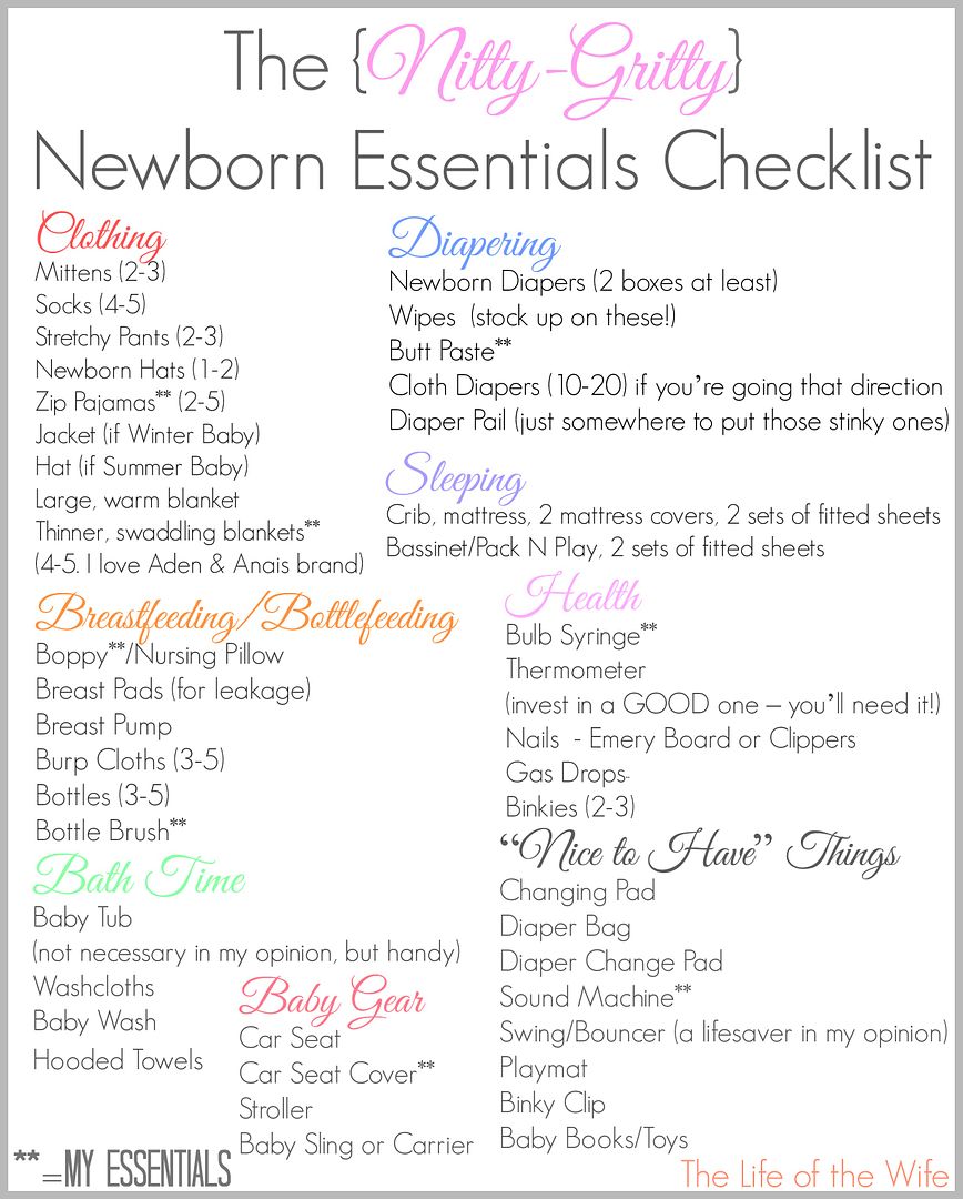 The Life of the Wife: Newborn Essentials Checklist