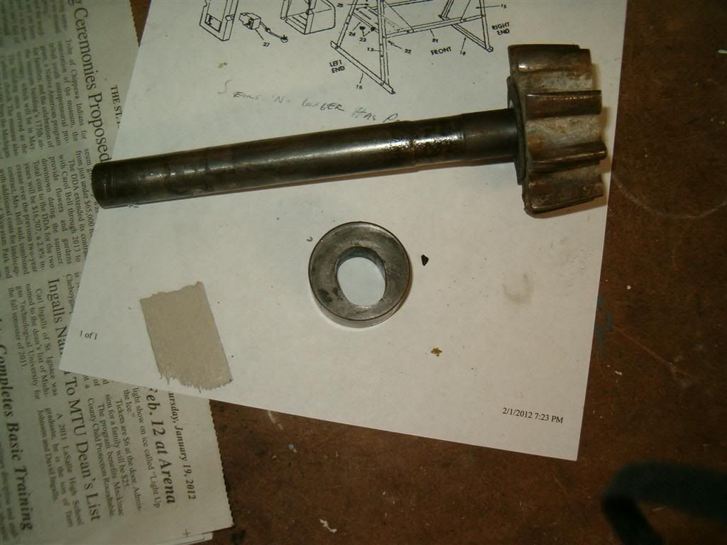Worn out pinion shaft and bushing Sears Cement mixer. - DoItYourself