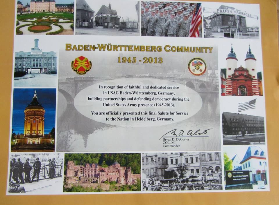 Final Salute for Service to the Nation in Heidelberg Germany, Baden-Württemberg Community 1945-2013