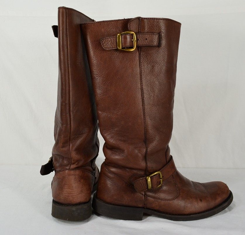 Steve Madden Frencchh Leather Motorcycle Biker Riding Knee High Boots ...