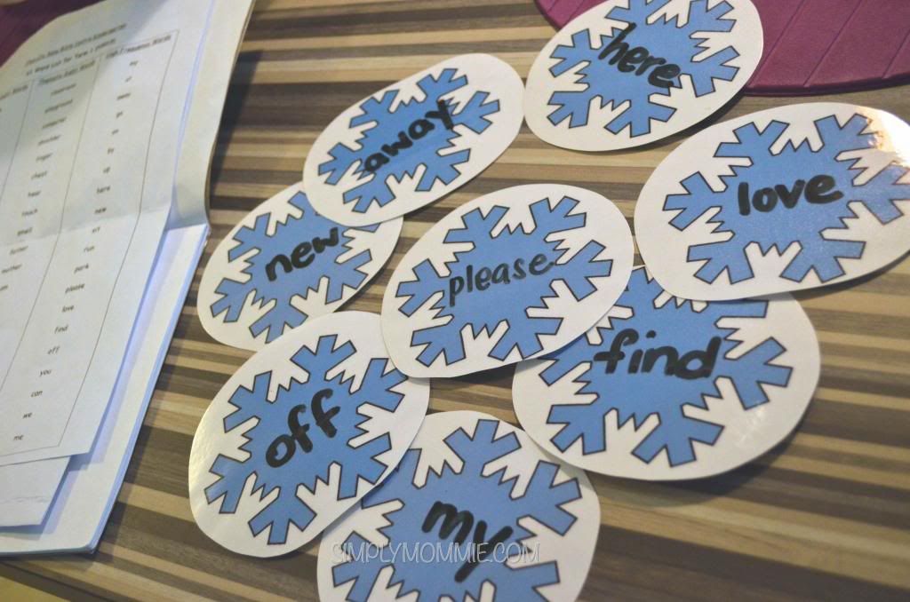 snowflake sight words activity