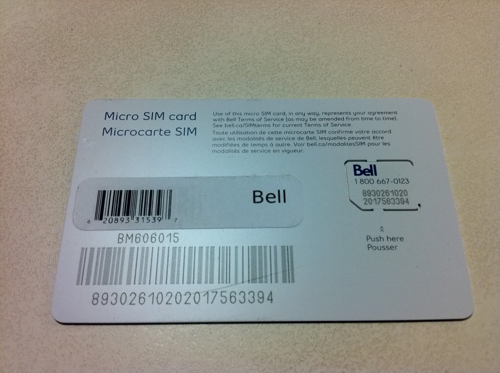 Bell Micro SIM Cards for sale Forums