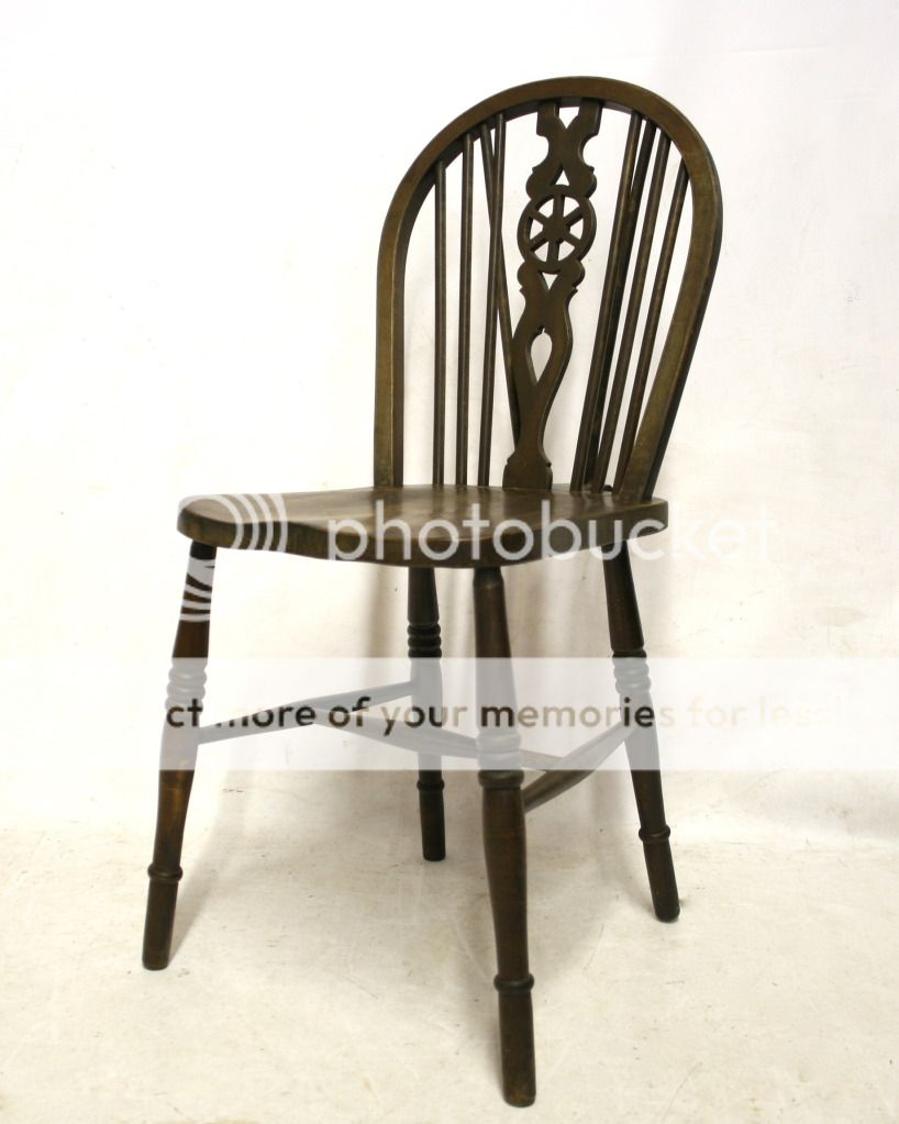 Antique Victorian Wheelback Chair Solid Oak Beech Elm